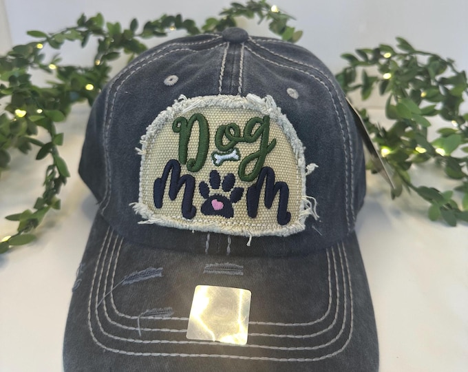 Featured listing image: Custom Name embroidered Dog Mom Hat - Soft Cotton Cap with Adjustable Strap