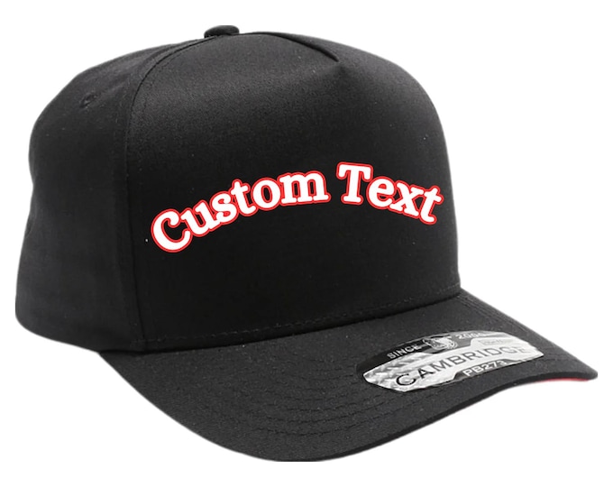 Featured listing image: Custom Embroidered Hat: Personalized Adjustable Snap Back High Profile 5 panel Curved Bill