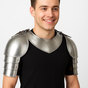 Handmade Medieval Steel Gorget & Pauldrons Armor Set