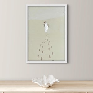 Jesus footprints on the sand DIGITAL PRINT Jesus footprints religious home & decor, Jesus footprints in the sand