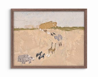Noah's Ark Print: Christian Bible Story Art (Digital Download