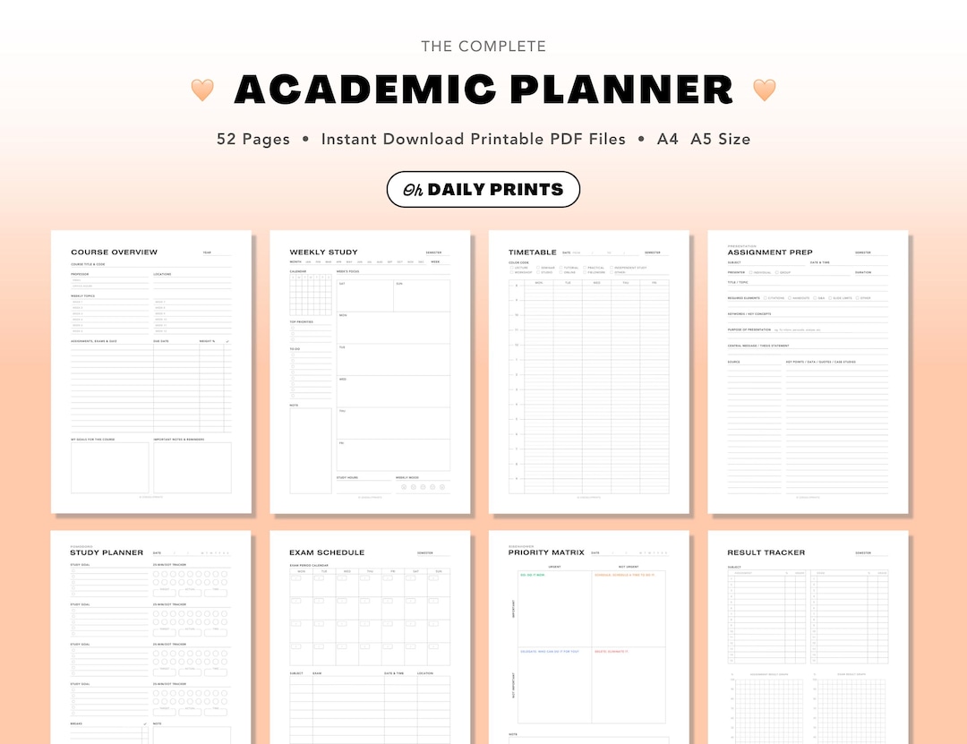 Assignment Planner Pdf Student Academic Planner: Study Schedule, Assignment Exam Tracker ...