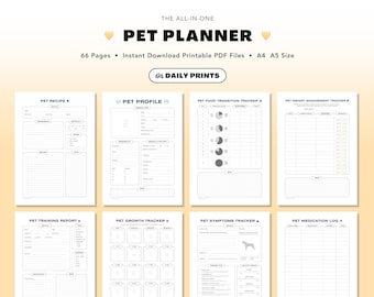 Agenda pour animaux de compagnie : listes de contrôle minimalistes pour les soins essentiels des animaux de compagnie, suivis, journaux et notes (téléchargement PDF imprimable)