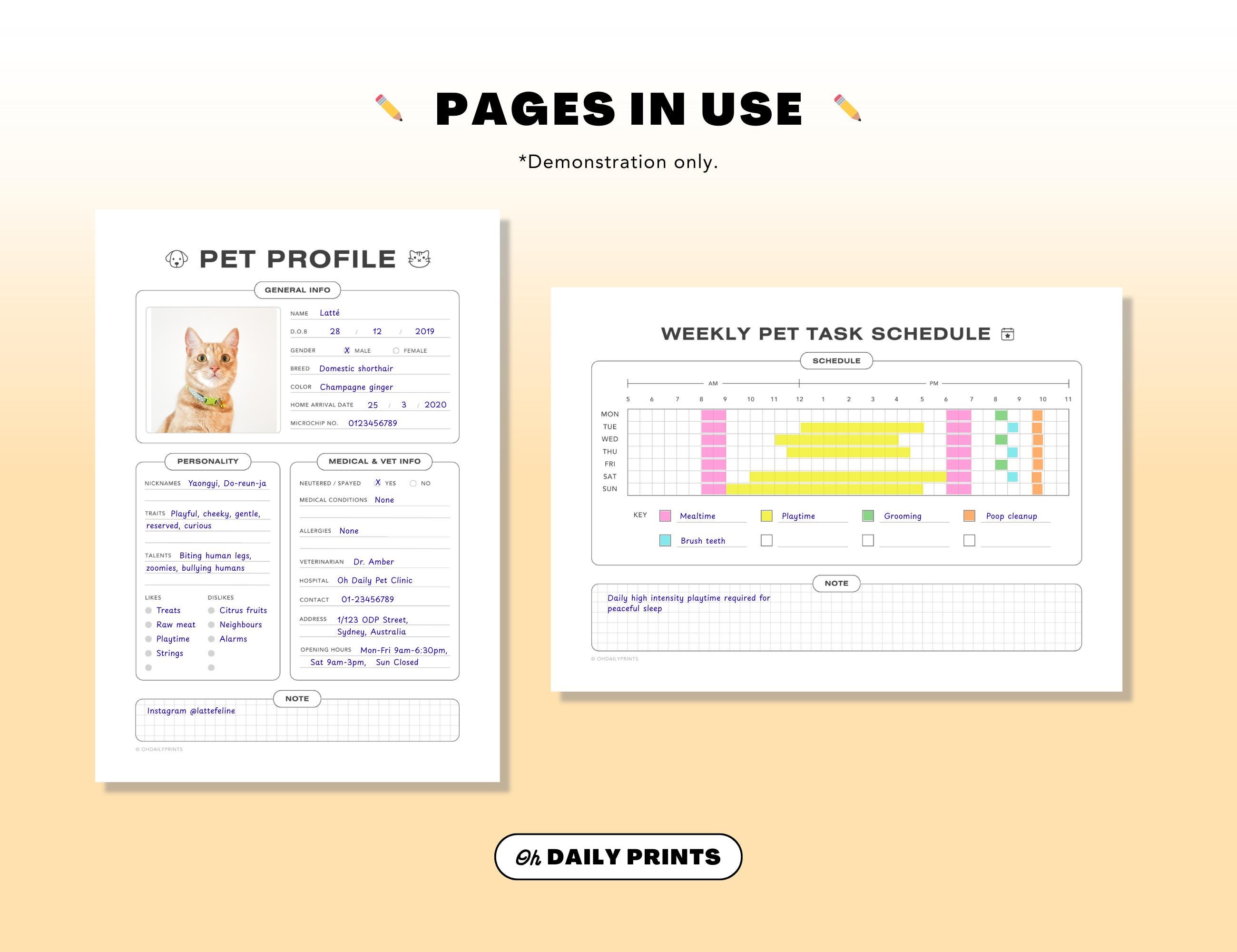 Pet Task Examples Pet Planner: Minimalist Essential Pet Care Checklists, Trackers, Logs ...