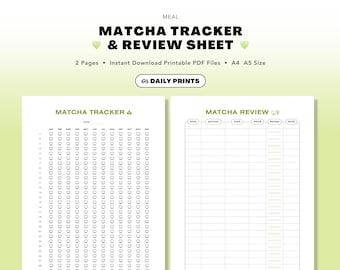 Matcha Tracker & Bewertungsliste: Lustiges Tageslogbuch für Grüntee-Liebhaber (druckbare PDF-Download)