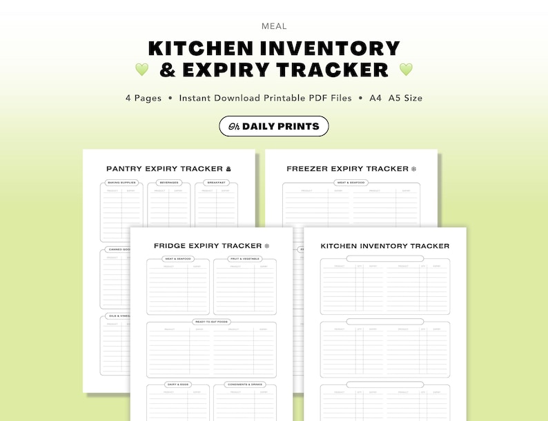 Kitchen Inventory Tracker Free Download Kitchen Inventory Tracker: Custom Pantry, Freezer & Fridge Log ...