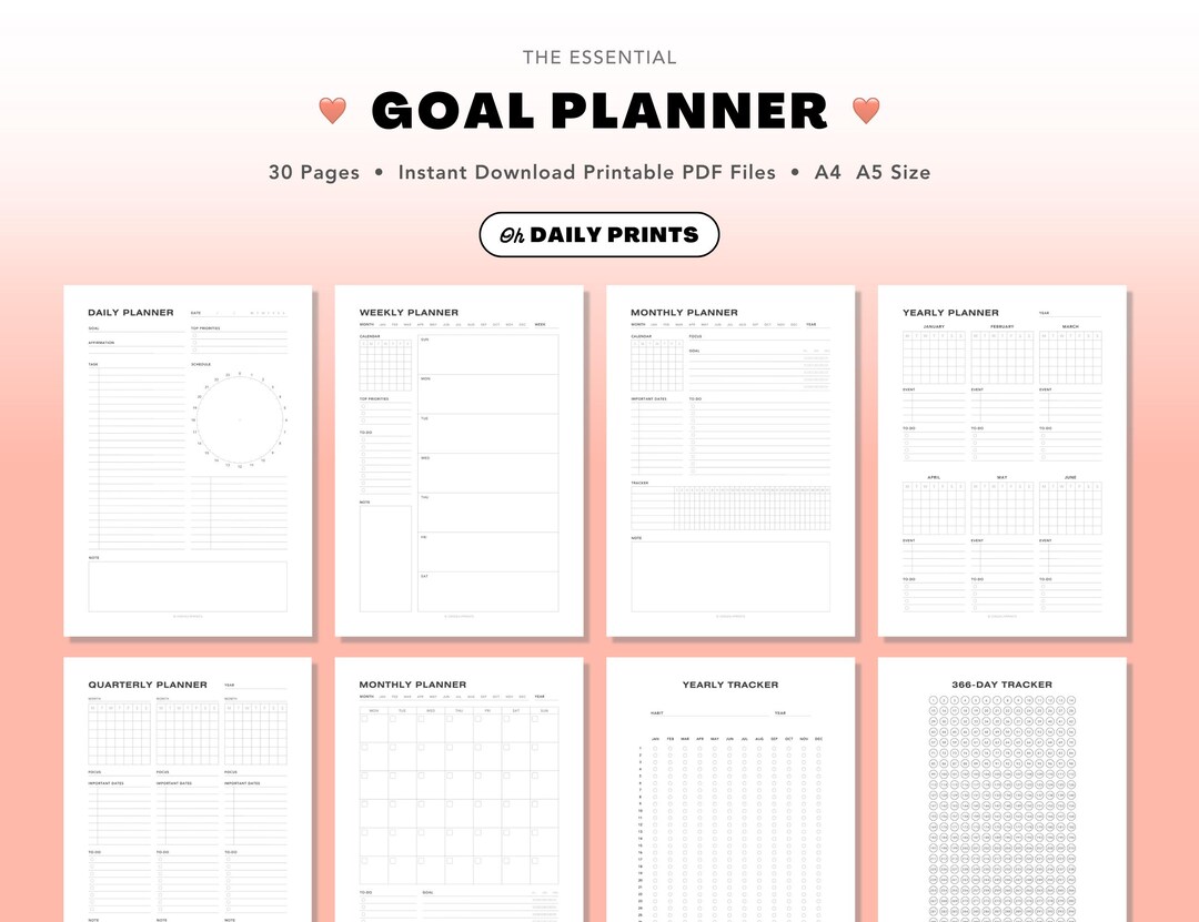 Goal Planner: Daily, Weekly, Monthly, Quarterly, Yearly, Productivity ...
