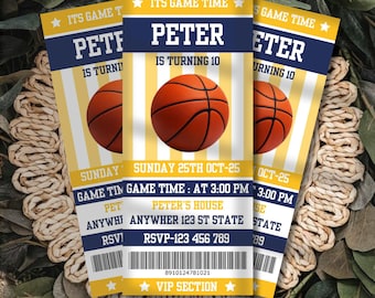Basketball Birthday Ticket Invitation, Game Time VIP Pass (Printable)