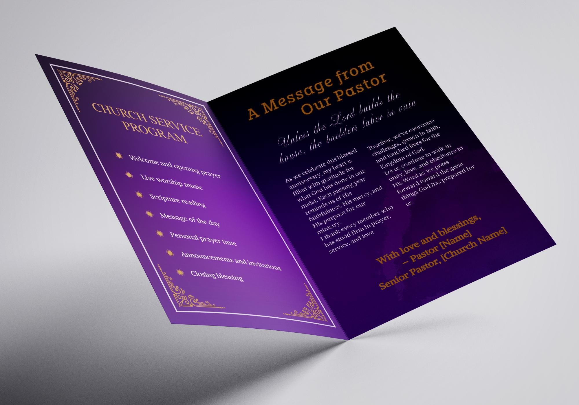 Church Event Program Layout Church Anniversary Program | Editable Canva Template | Pastor ...