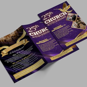Church Anniversary Program | Editable Canva Template | Pastor Anniversary Bifold Brochure | Printable Church Event Program | Bifold Template