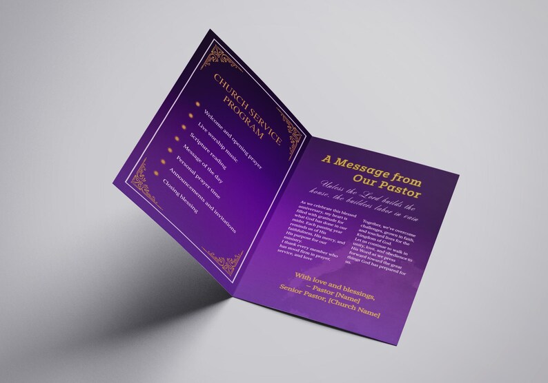 Church Anniversary Program | Editable Bifold Brochure (canva Template ...