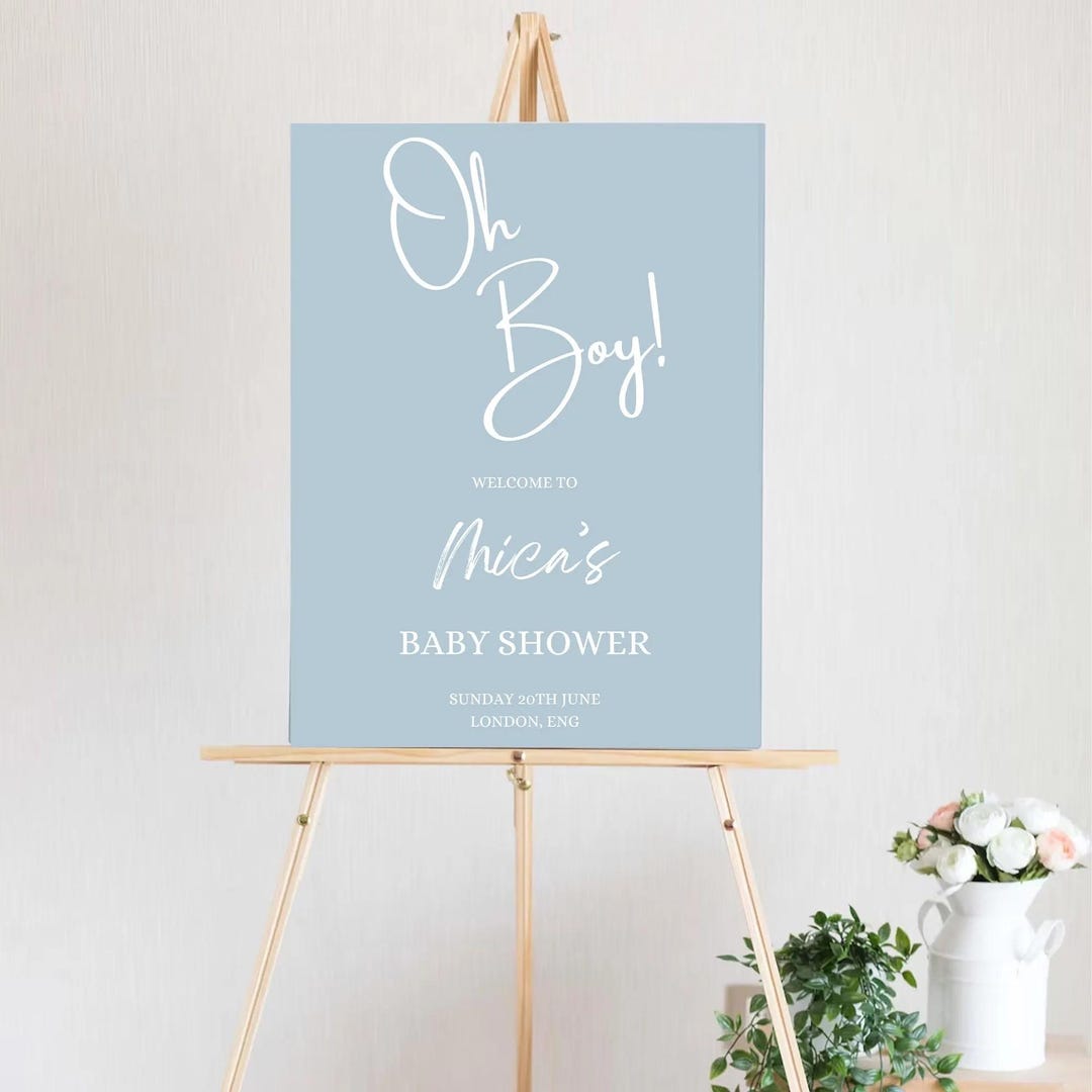 Blue Baby Shower Welcome Sign | Editable Template (instant Download ...