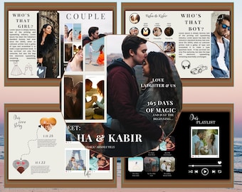 Canva Couple Magazine Template, Custom Anniversary Gift (Digital Download)