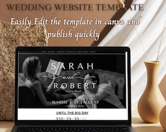 Elegant Wedding Website Template, RSVP, Countdown, Canva (Digital Invitation)