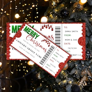 Christmas Concert Fake Ticket | Surprise Gift Voucher | Concert Show Printable Template | Instant Download | Stocking Stuffer Gift
