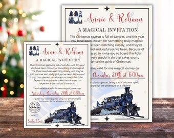 Invitación navideña de Polar Express / Plantilla editable de Canva (descarga digital)