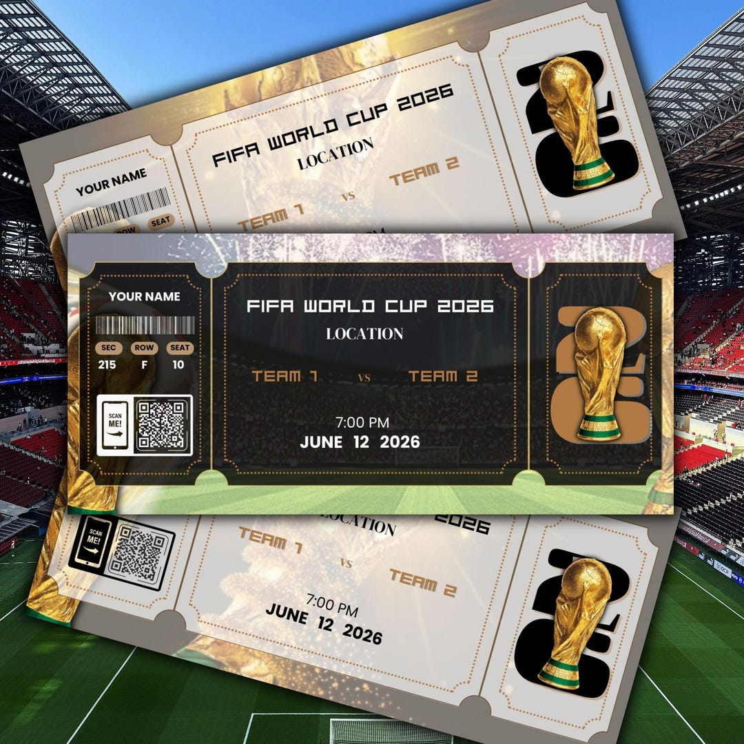Custom World Cup 2026 Ticket | Editable Football Gift (digital