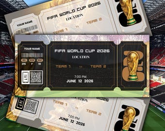 Aangepast ticket WK 2026 | Bewerkbaar voetbalcadeau (digitale download)