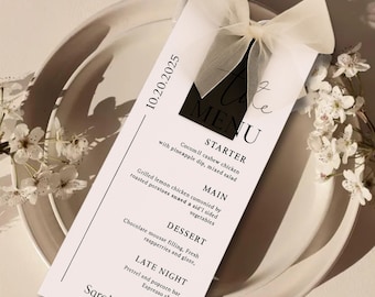 Wedding Menu Card Template, Minimalist Table Setting (Digital Template)