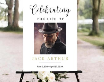 Editable Funeral Welcome Sign, Celebration of Life Poster (Digital Download)