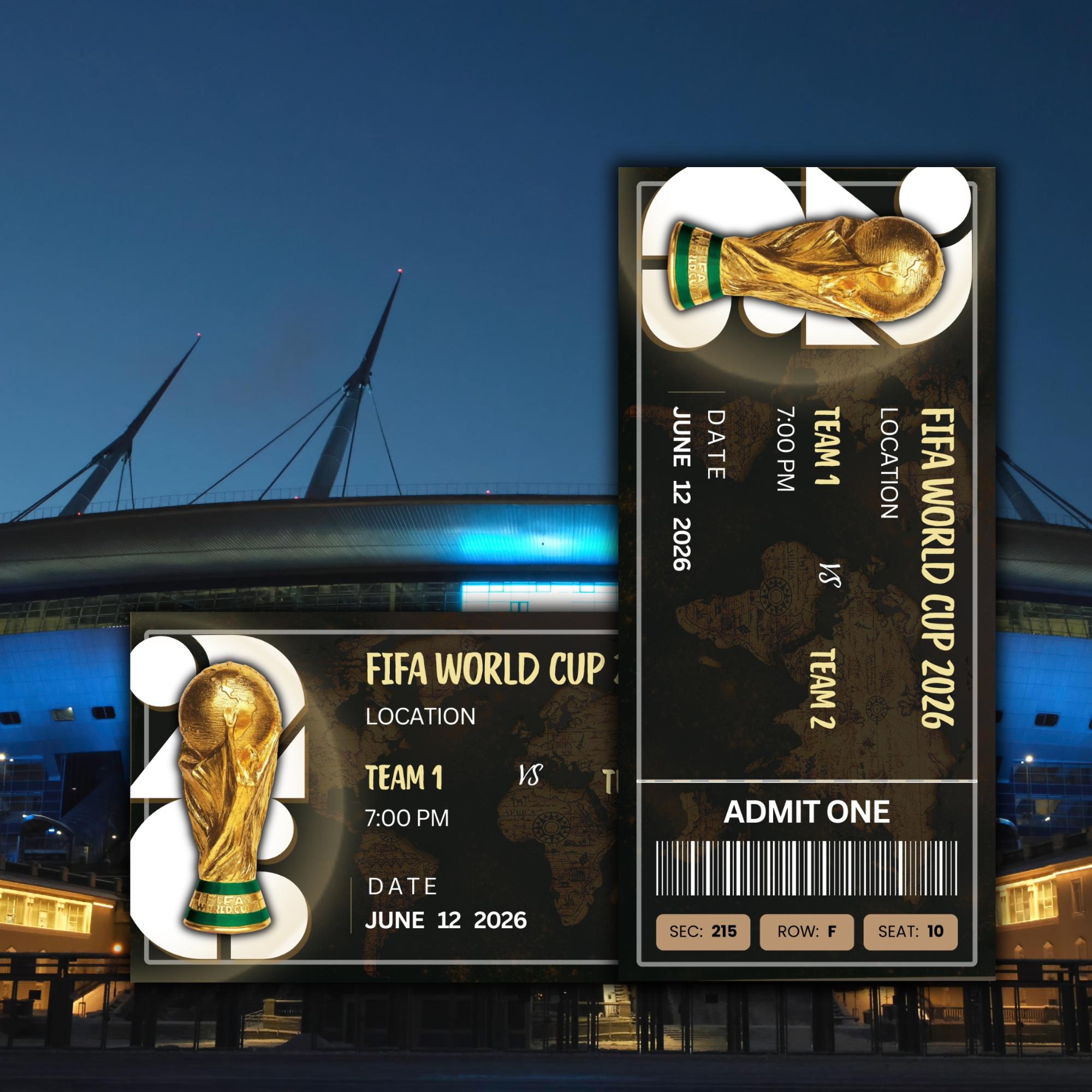 World Cup 2026 Ticket Template | Editable Football Gift (digital File ...