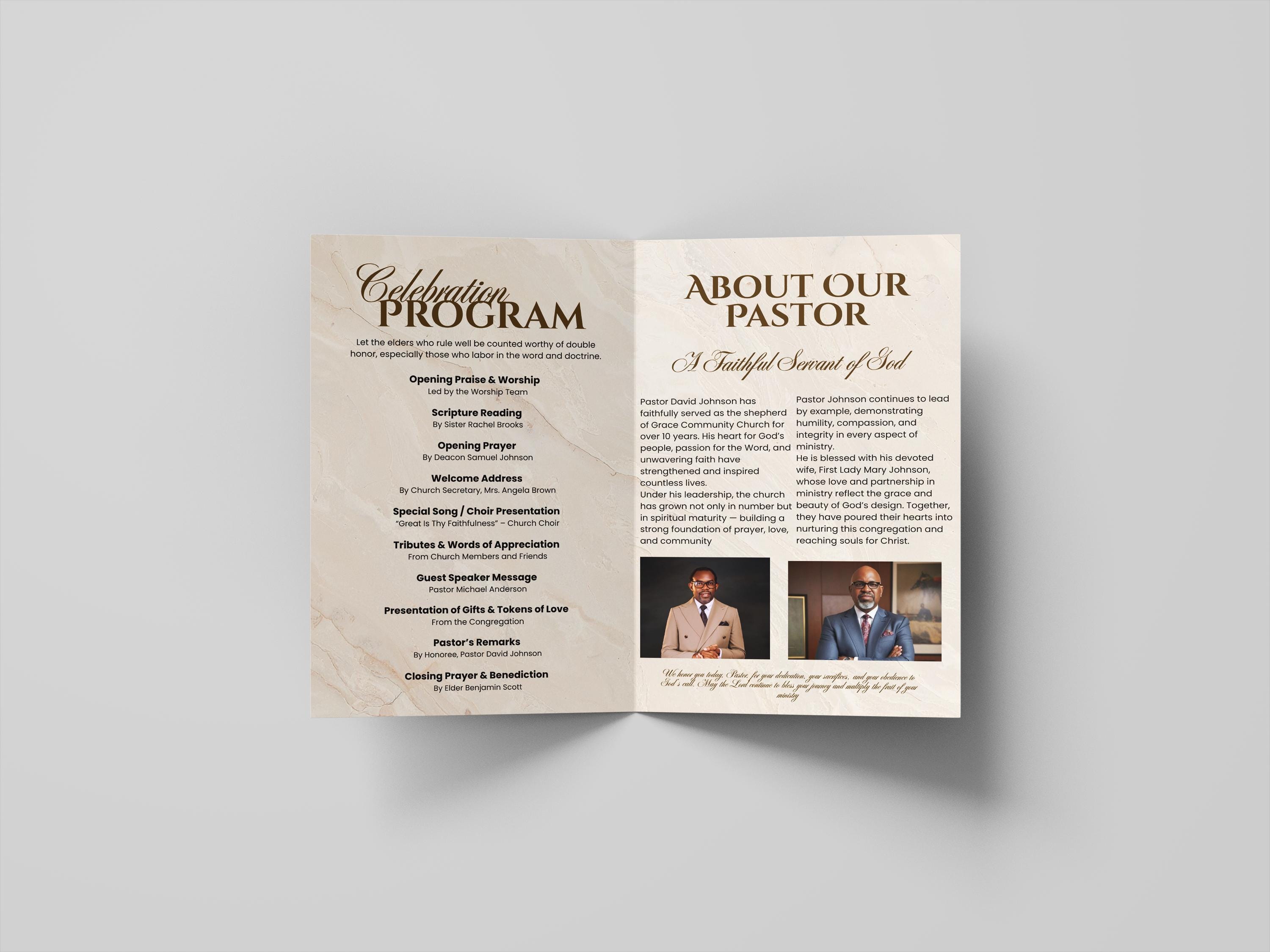 Church Appreciation Program Gold Church Program Template | Pastor Appreciation, Anniversary ...
