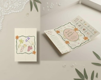 Hand-Drawn Wedding Invitation Template, Folded Printable Card (DIY Editable in Canva)