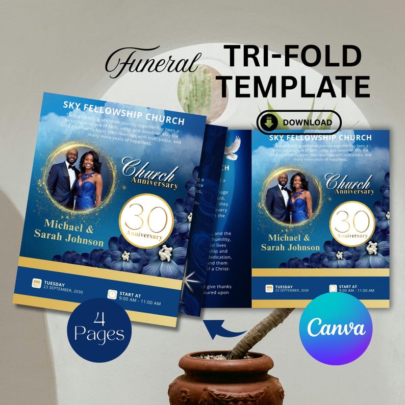 Editable Church Anniversary Program Brochure (digital Download) - Etsy