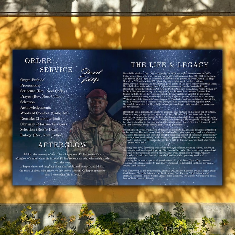 Military Funeral Program Template, Patriotic Celebration of Life ...