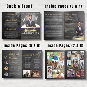 May include: A memorial booklet with a black and gold design. The front cover features a photo of a man and the text "In Loving Memory of Alexander Aronowitz." Inside pages include text and photos.