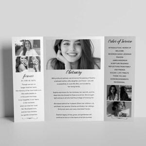 Gatefold Funeral Program Template, Celebration of Life Brochure (Instant Download)