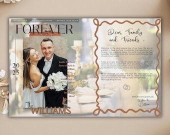 Wedding Magazine Template | Editable Program, Itinerary (Canva)
