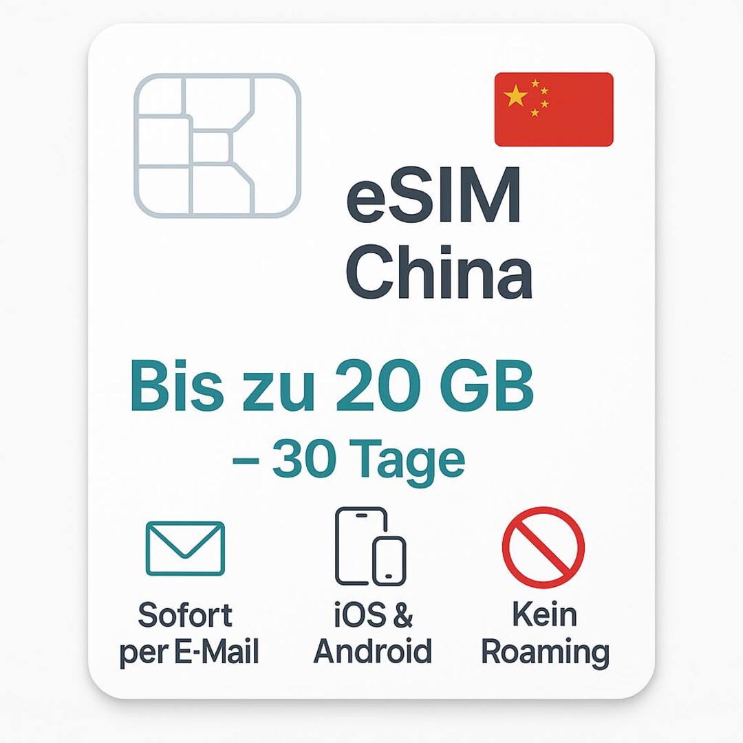 Esim China 20 GB 30 Days With VPN No Roaming, No Contract, Data — free download