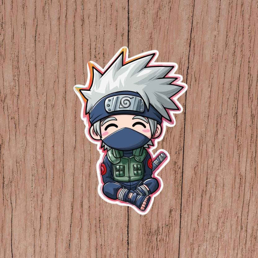 Kakashi Hatake Peeking Mask Sticker Decal – Naruto – 4 Sizes Available – Handmade