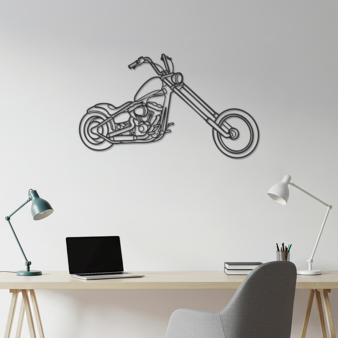 Chopper Motorcycle Metal Wall Art Industrial Biker Silhouette For Photo Inspiration