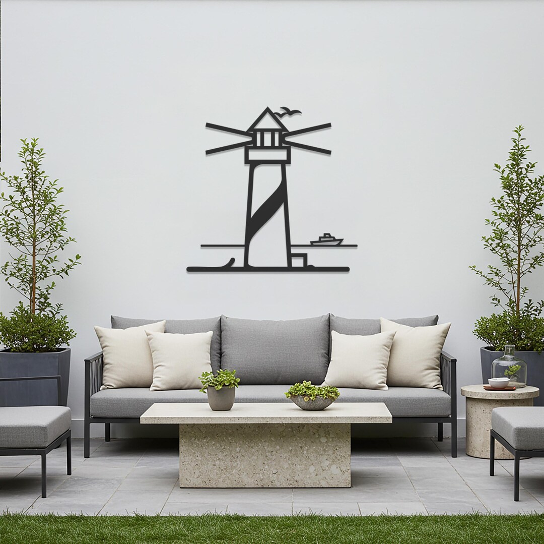Lighthouse Wall Art With Boat , Birds, Coastal Nautical Decor for ...