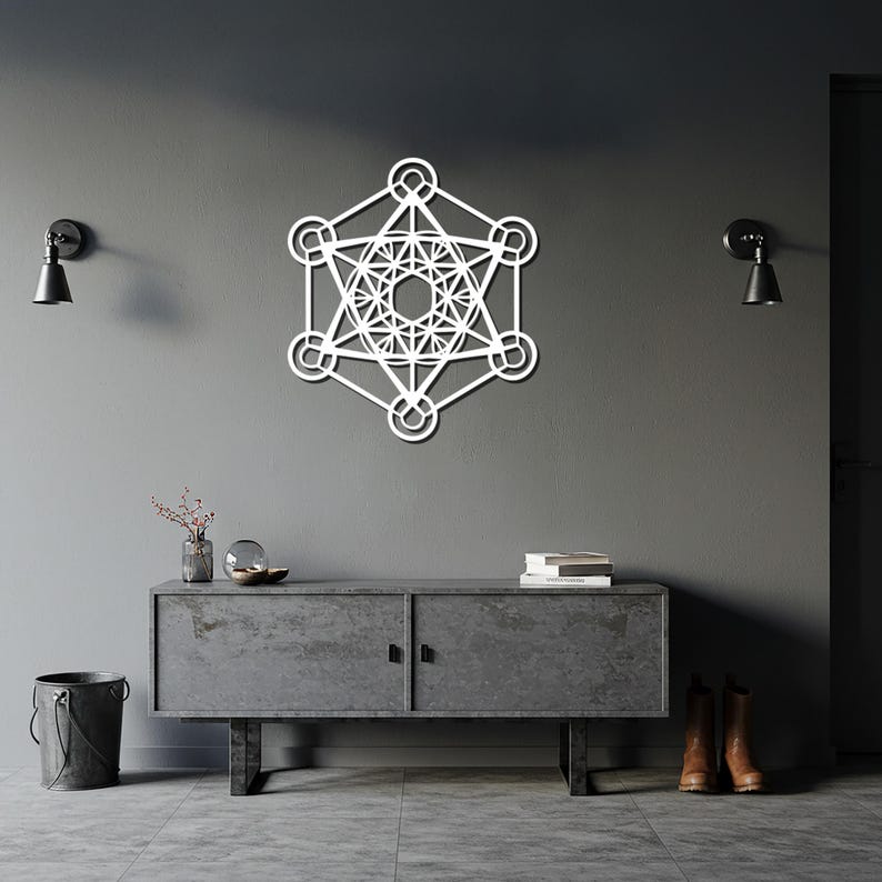 Sacred Geometry Metal Wall Art, Metatron Cube Inspired Wall Decor for ...