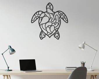 Metalowa dekoracja ścienna z motywem żółwia morskiego, nowoczesna dekoracja ścienna w stylu oceanicznym do salonu, na patio, do łazienki, domu na plaży, do wnętrz w stylu nadmorskim