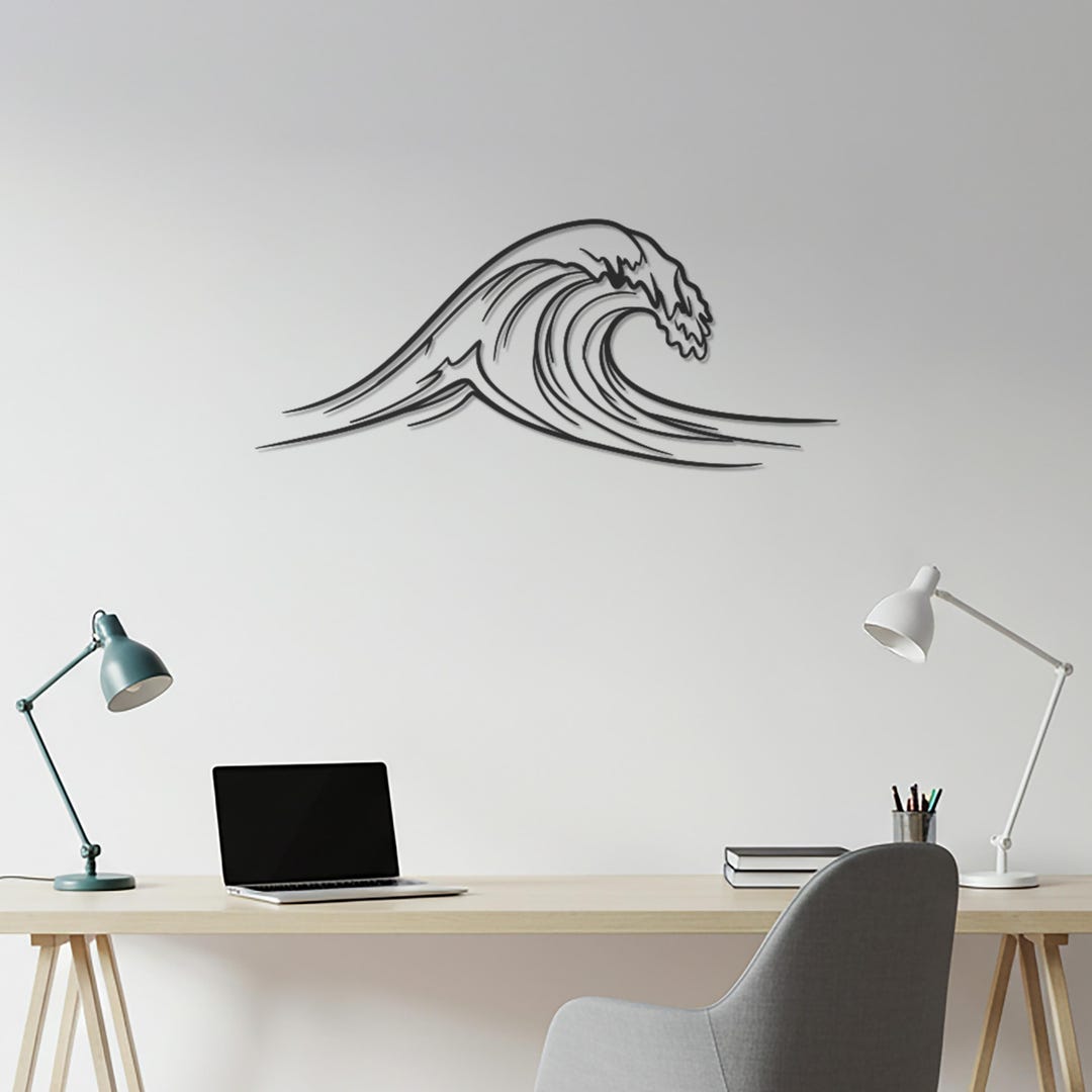 Ocean Wave Metal Wall Art, Surf Inspired Steel Wall Decor for Living ...
