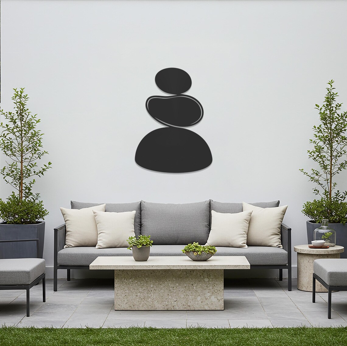 Zen Stones Metal Wall Art, Minimalist Balance Sculpture for Living Room ...