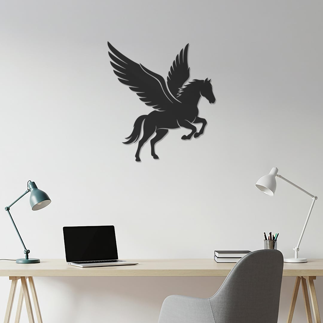 Pegasus Metal Wall Art, Mythical Winged Horse Silhouette for Living ...