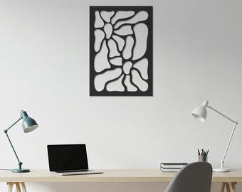 Abstract Flower Metal Wall Art, Modern Black Floral Sculpture, Minimalist Nature-Inspired Decor for Living Room, Bedroom or Office