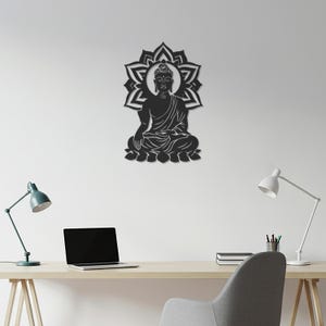 Buddha Metal Wall Art, Spiritual Meditation Decor, Zen Inspired Metal Sculpture, Yoga Studio Accent, Peaceful Home and Outdoor Decoration