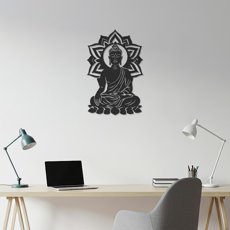 Buddha Metal Wall Art, Spiritual Meditation Decor, Zen Inspired Metal Sculpture, Yoga Studio Accent, Peaceful Home and Outdoor Decoration