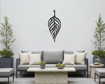 Leaf Metal Wall Art, Modern Nature Inspired Wall Décor, Minimal Botanical Accent for Living Room Bedroom Entryway Garden Outdoor Patio