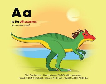 Cuaderno de ejercicios del alfabeto y los números de dinosaurios / Aprendizaje ABC 123 para niños (Descarga digital)