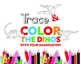 Libro para dibujar y colorear dinosaurios / Práctica de escritura del alfabeto para preescolares (Descarga instantánea)