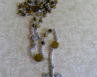 Rosary Tiger eye - Holy Communion - Baptism Rosary