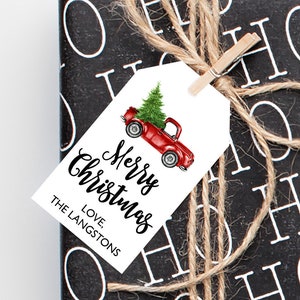 Pick up truck Christmas Gift Tags // Christmas Tree // Editable // Printable // Instant Download // Christmas Labels // Christmas Stickers image 1