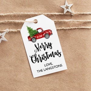 Pick up truck Christmas Gift Tags // Christmas Tree // Editable // Printable // Instant Download // Christmas Labels // Christmas Stickers image 2